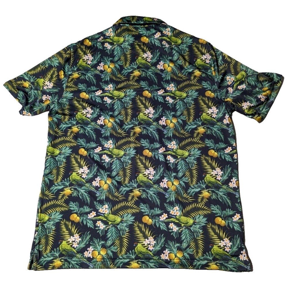 CHASE‎ 54 Men Large Cotton Stretch Green Floral Tropical Lemon Golf Polo - Picture 2 of 15